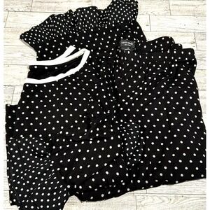 Kate Spade BLACK/WHITE POLKA DOT Knit Jogger Pajama Lounge Set PJS SMALL